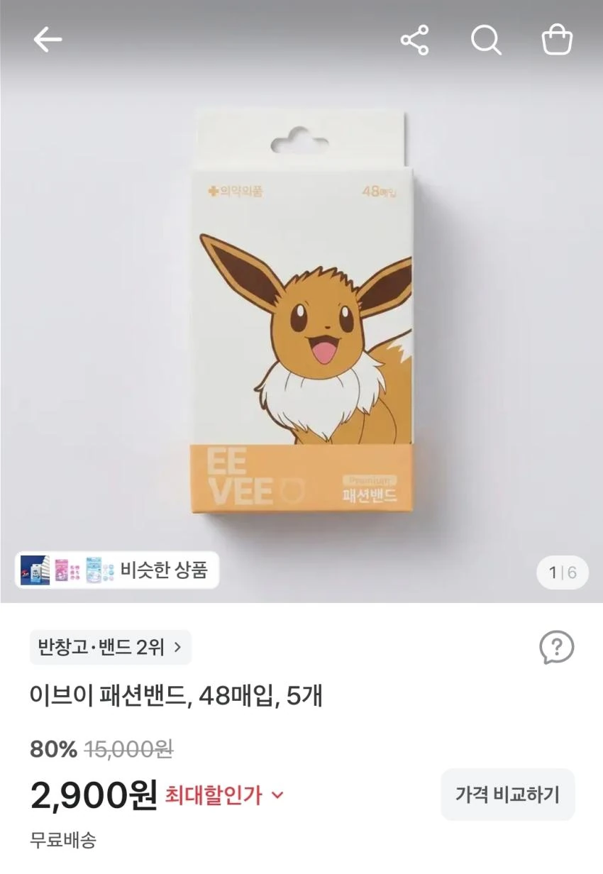 이브이 패션밴드 48매입 5개, 2,900원