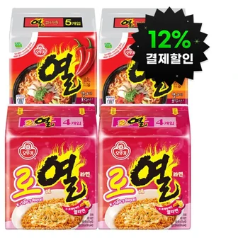 [지마켓] 오뚜기 로제열라면 2팩+열라면 2팩 (총18개입)