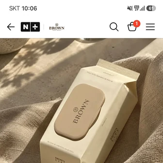 네이버 브라운물티슈-스킨케어) 베이지 대용량 캡형 100매 10팩 10,100원 핫딜