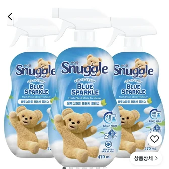 스너글 블루 스파클 프레시 플러스 섬유탈취제 본품, 470ml, 3개