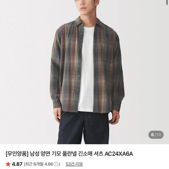 무인양품 기모 플란넬 셔츠 등