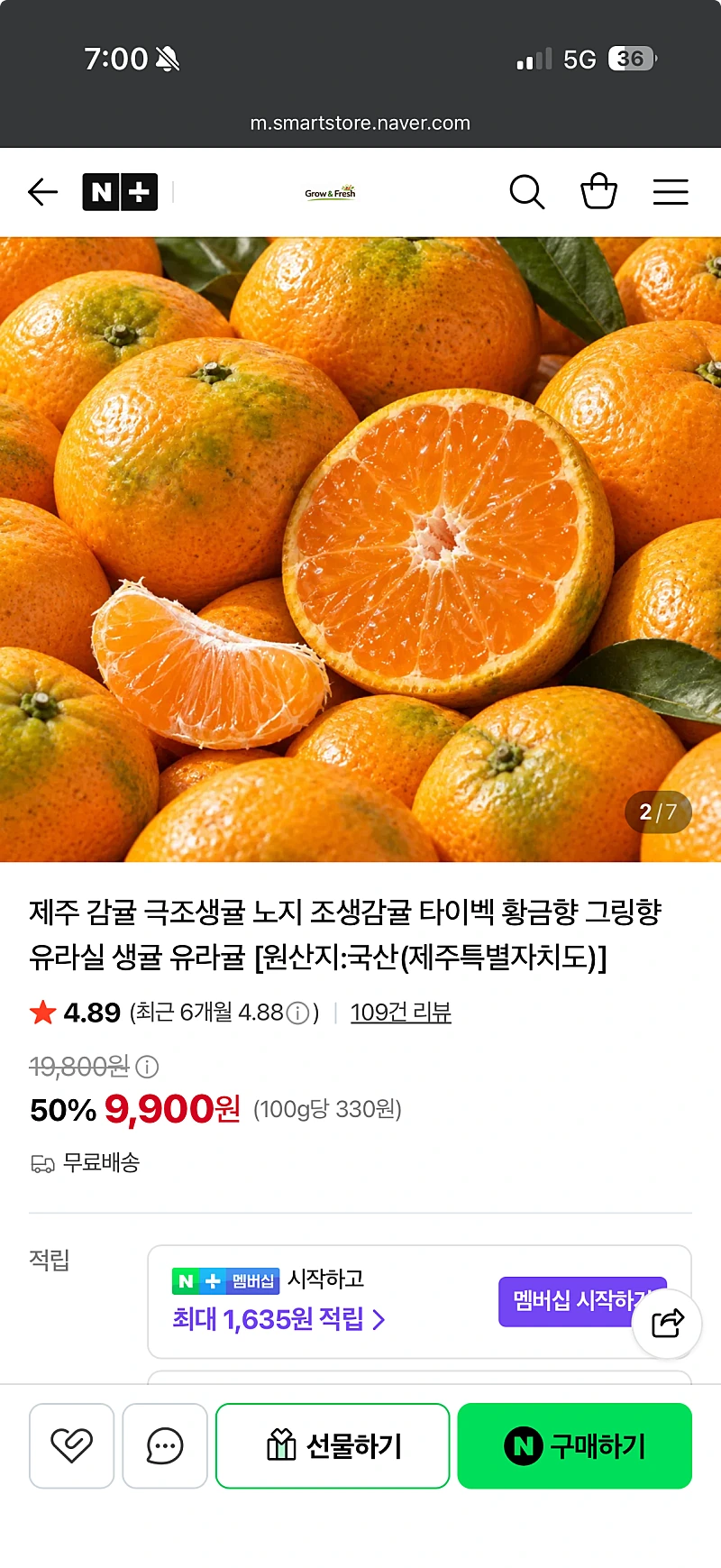 네이버) 제주 감귤 극조생귤 노지 조생감귤 3kg 소과 9,900원 무배