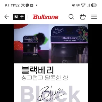 [1+1이벤트]불스원 그라스 디퓨저 블루 차량용 방향제 100ml 블랙베리