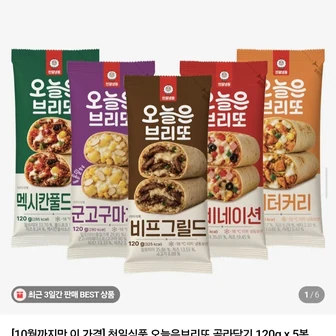 [네이버] 오늘은 브리또 120g 5봉 골라담기 (11,900원/무료)